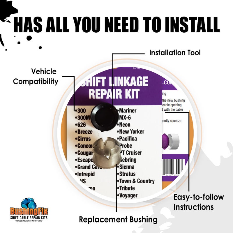BushingFix.com BushingFix CH1Kit Transmission Shift Cable Bushing Repair Kit, Shift Linkage Repair Kit, MOPAR Transmission Shifter Cable Repair, Compatible w/Jeep, Chevrolet, Chrysler, Dodge, Ford, Mazda, & Others - Image 2